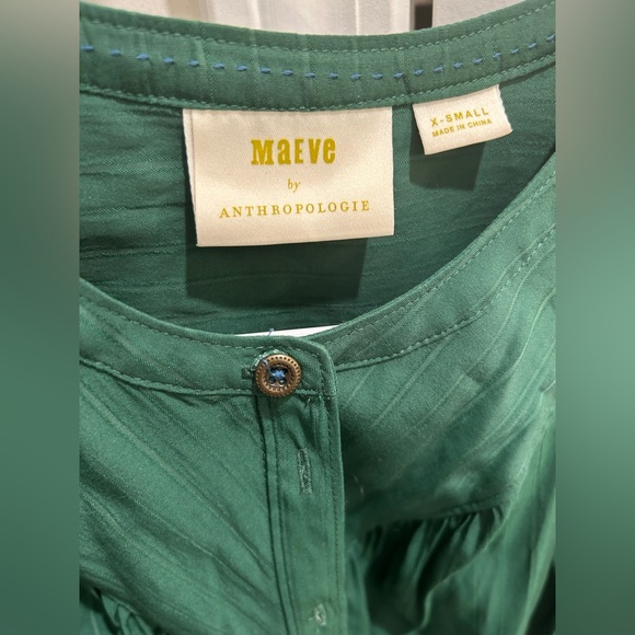 Maeve for Anthropologie | Emerald Green | Button Down Top Sz XS - see video - Picture 4 of 6